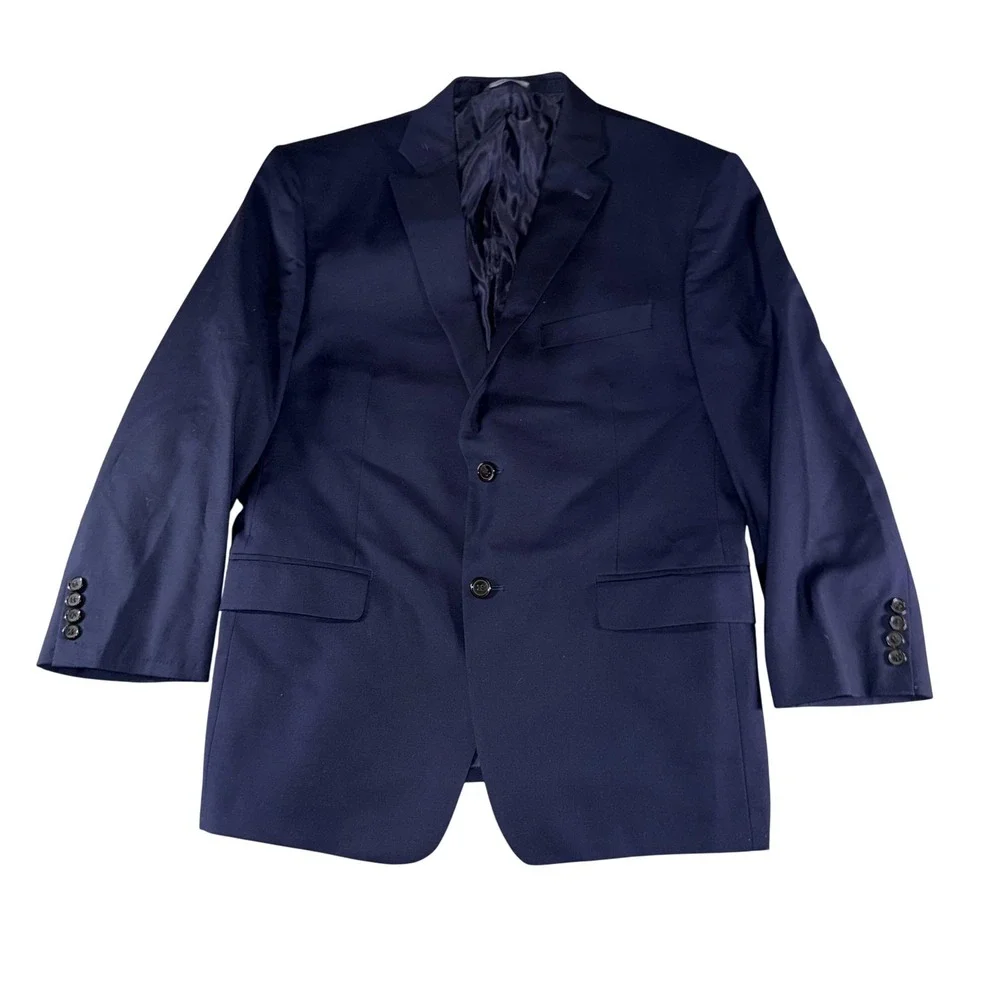 Ralph Ralph Lauren Suit Jacket Mens 44S Blue Wool 2 Button Made In Canada